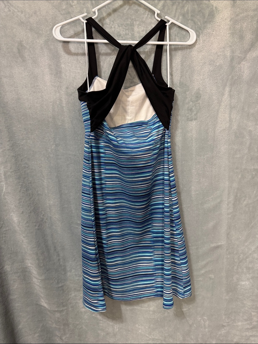 Soybu Blue Striped Mini Dress with Black Straps - Picture 2 of 6